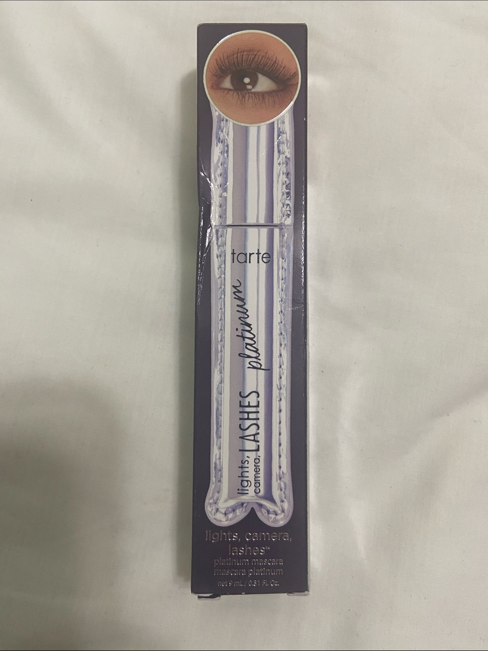 tarte Lights, Camera, Lashes Platinum Mascara — silver and purple packaging
